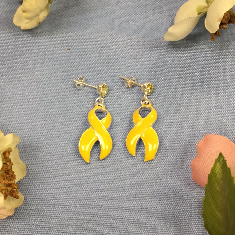 Yellow Ribbon Cancer Awareness Earrings new